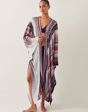 Ava Zigzag Stripe Beach Cover-Up, Natural (NEUTRAL), large