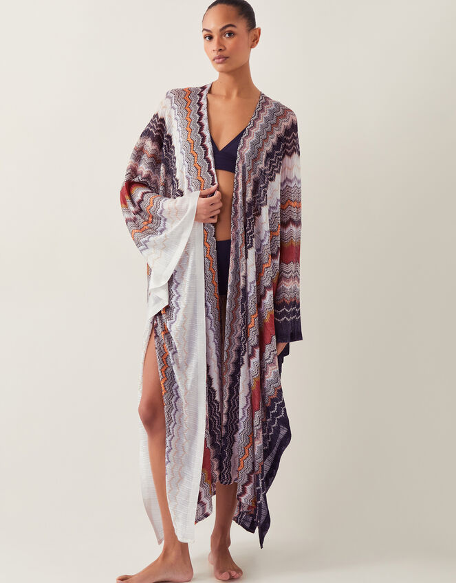 Ava Zigzag Stripe Beach Cover-Up, Natural (NEUTRAL), large