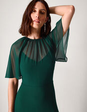 Mona Angel Sleeve Maxi Dress, Green (DARK GREEN), large