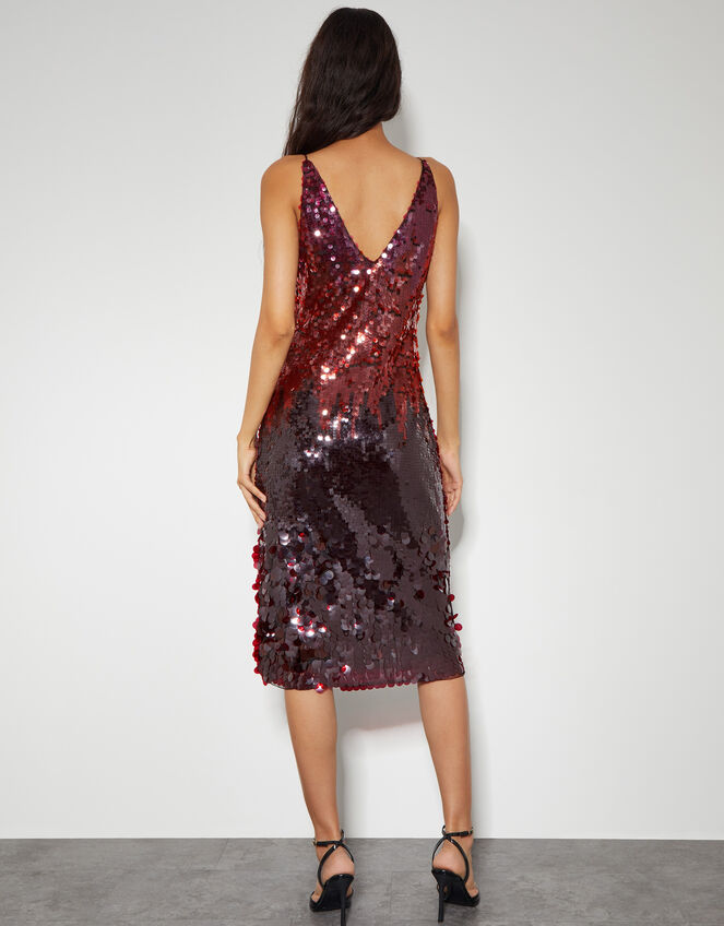 Claire Sleeveless Sequin Midi Dress, Red (RED), large