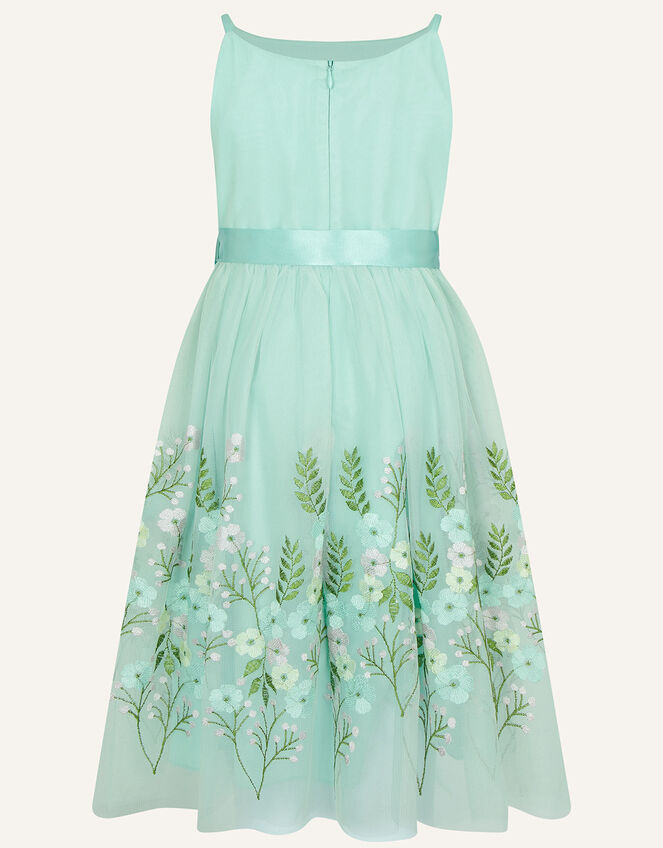 Hollyhocks Embroidered Dress in Recycled Polyester, Green (MINT), large