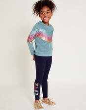 Sequin Velour Hoodie and Leggings Set, Green (GREEN), large