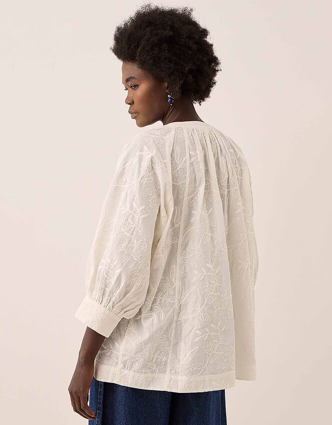 East Ateta Tonal Embroidered Blouse, Ivory (IVORY), large