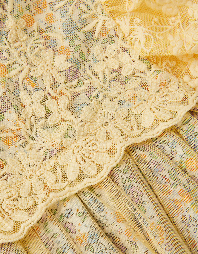 Darcie Ditsy Floral Mesh Dress, Yellow (YELLOW), large