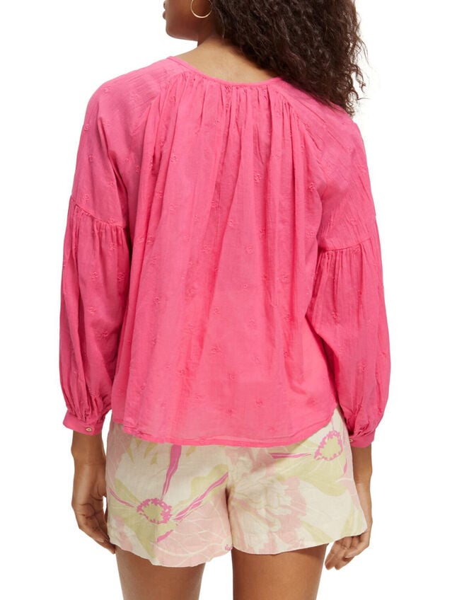 Scotch and Soda Button Neckline Easy Dobby Blouse, Pink (PINK), large