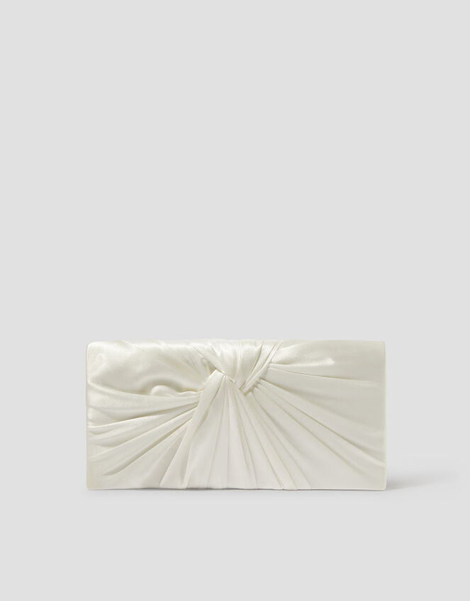 Talia Twisted Satin Clutch Bag, , large