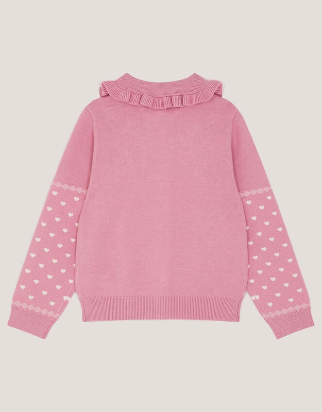 Floral Embroidered Collar Cardigan, Pink (PINK), large