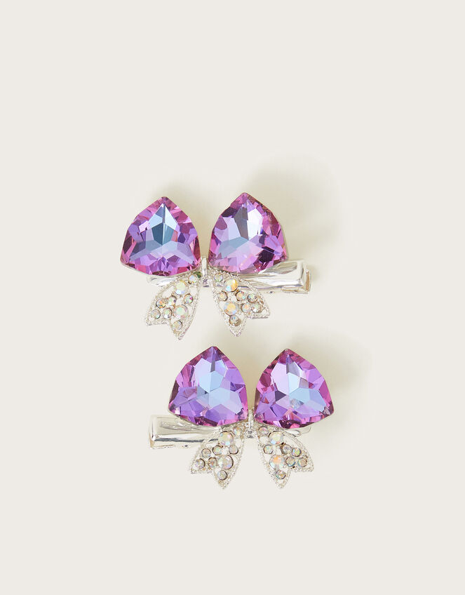 2-Pack Ombre Jewel Bow Hair Clips, , large