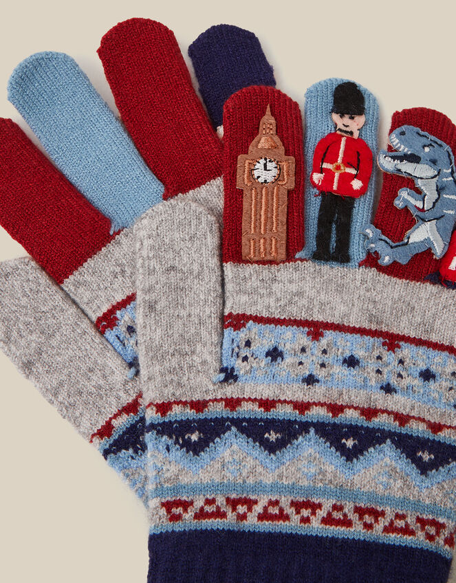London Fair Isle Gloves, Grey (GREY), large