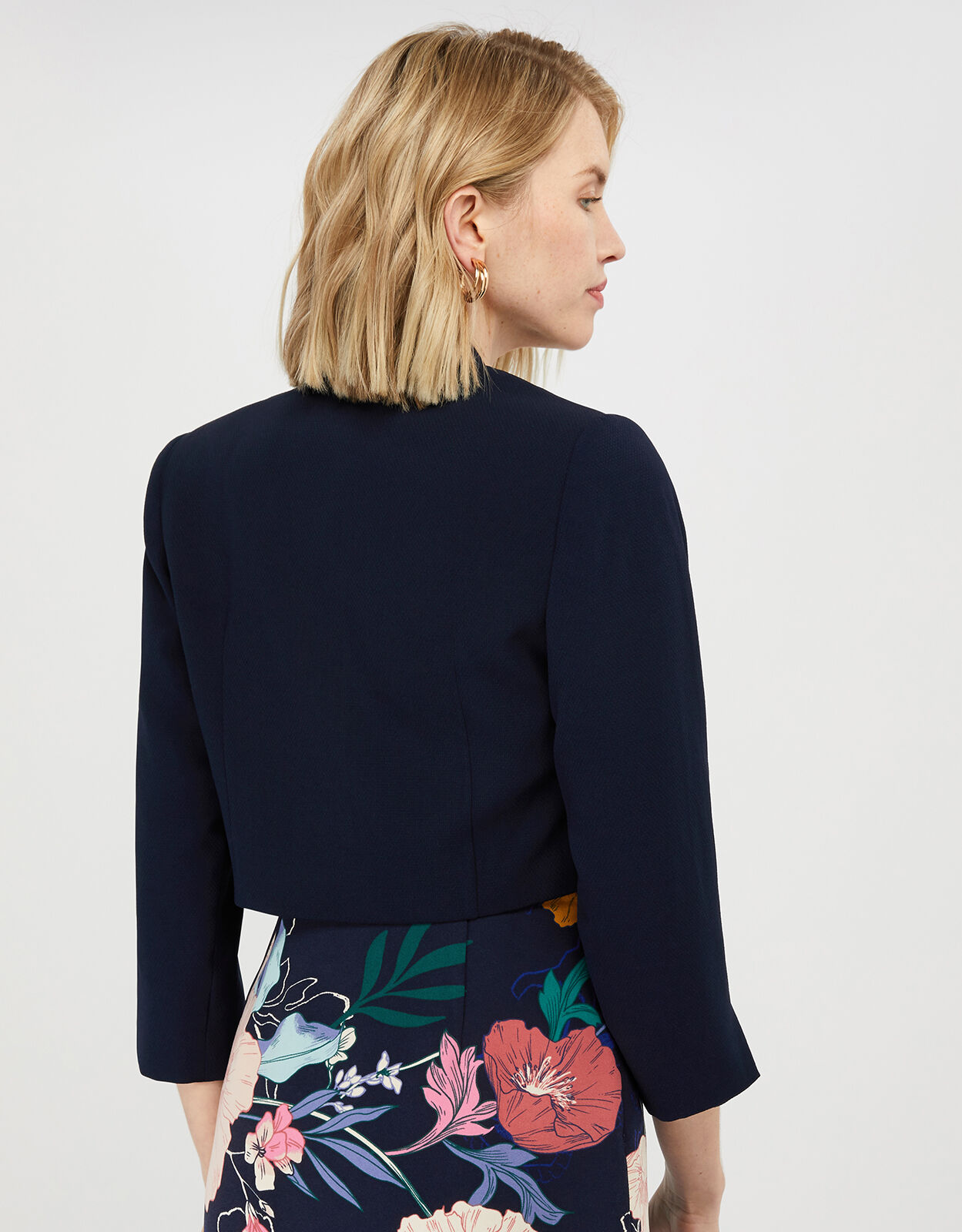 Navy on sale cropped jacket