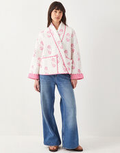 East Millie Floral Print Quilted Jacket, Pink (PINK), large