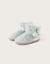 Star Faux Fur Slipper Boots, Grey (GREY), large