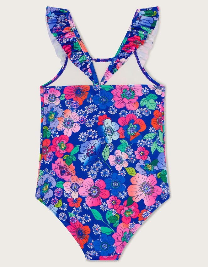 Retro Floral Swimsuit , Blue (BLUE), large