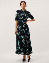 Lilwen Floral Midi Tea Dress, Blue (NAVY), large