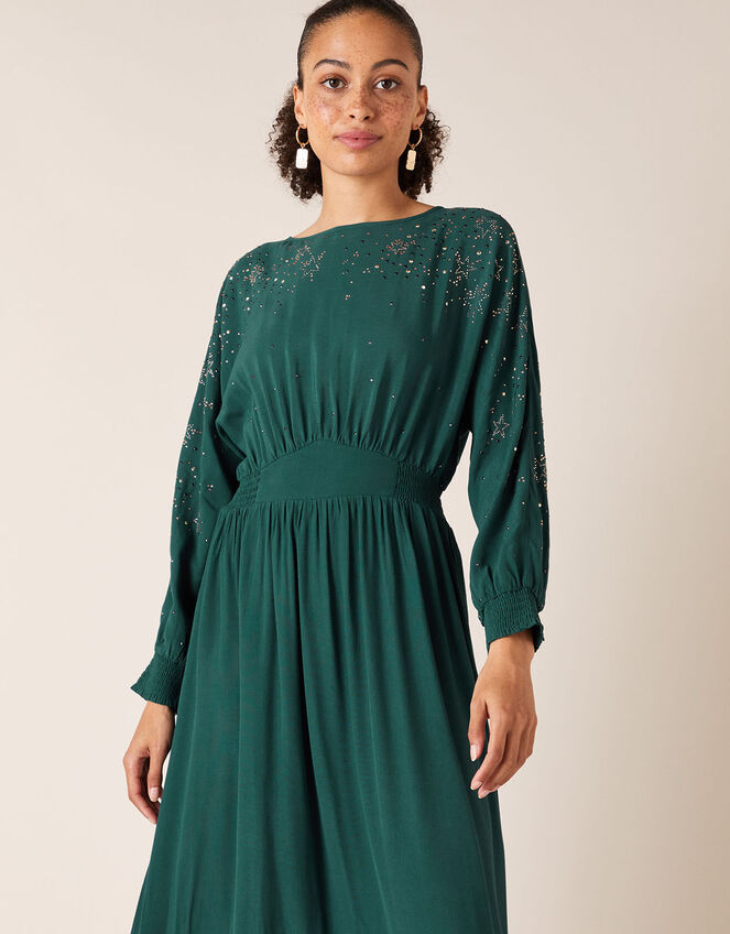 Star Heat-Seal Gem Midi Dress, Green (DARK GREEN), large