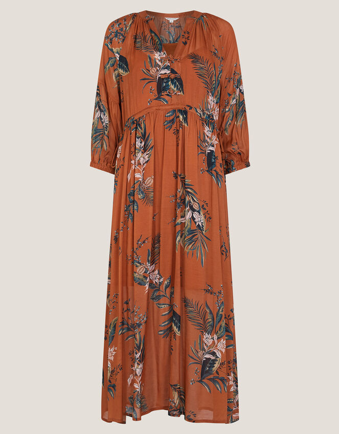 Georgie Botanical Print Midi Dress, Copper (COPPER), large
