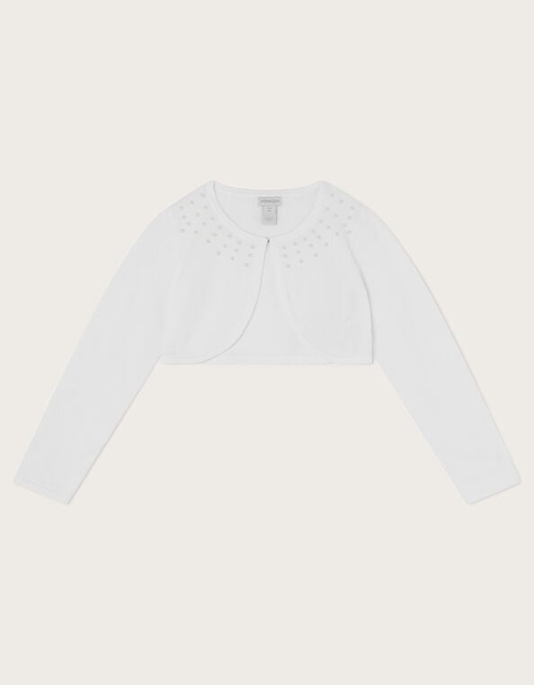 Niamh Pearl Embellished Cardigan, White (WHITE), large