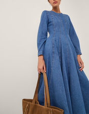 Isadora Denim Midi Dress, MID BLUE, large