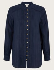 Evelyn Scallop Shirt, Blue (NAVY), large