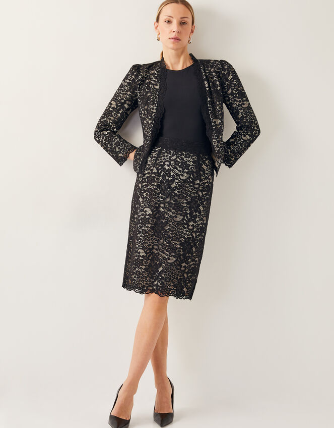 Ria Lace Pencil Skirt , Black (BLACK), large