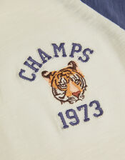 Tiger Raglan Cotton T-Shirt, Ivory (IVORY), large