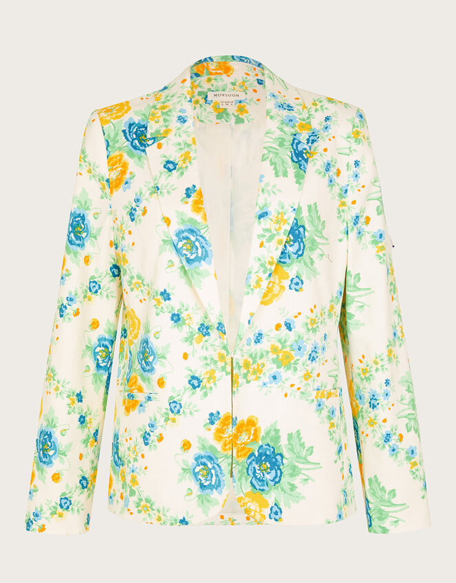 Zimira Floral Print Blazer, Ivory (IVORY), large
