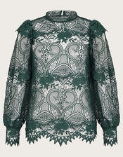 Lucy Lace Long Sleeve Blouse, Teal (TEAL), large