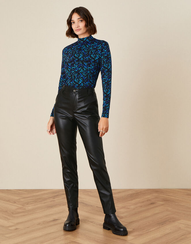 Cora Printed Jersey Top, Teal (TEAL), large