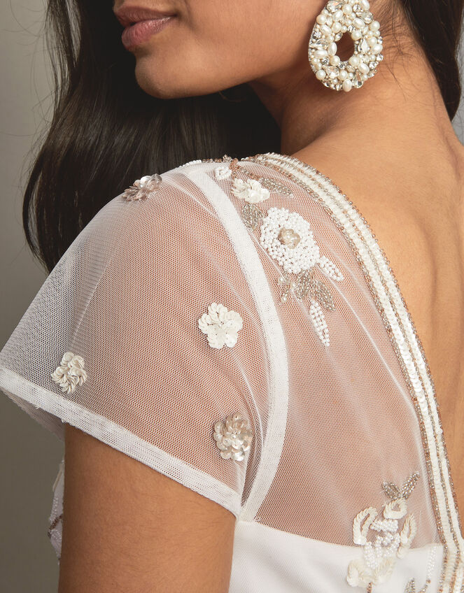 Michelle Embroidered Bridal Dress, Ivory (IVORY), large