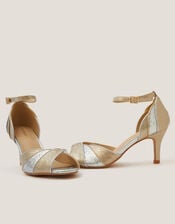 Meg Metallic Two Tone Heels, Gold (GOLD), large