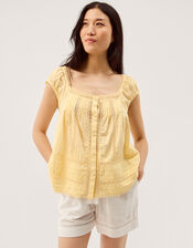 Olivia Lace Trim Top, Yellow (YELLOW), large