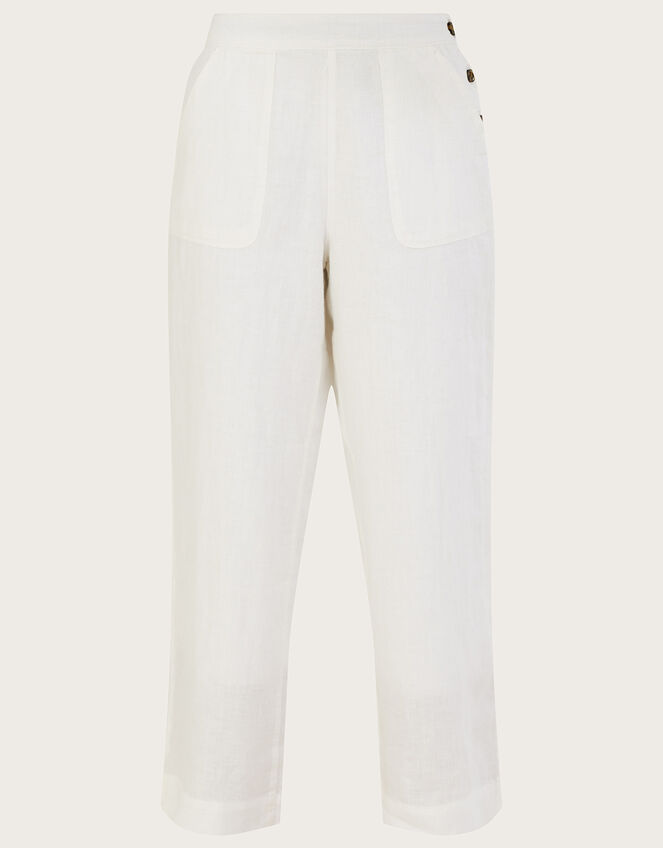Pull-On Linen Trousers, White (WHITE), large