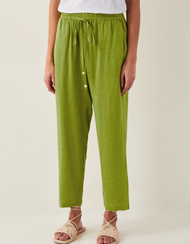 Penina Drawstring Wide-Leg Trousers, Green (GREEN), large