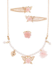 Butterfly Rose Necklace, Ring and Hair Clip Set, , large