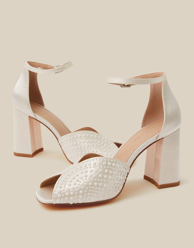 Sena Pearl Block Heeled Sandals, Ivory (IVORY), large