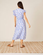 Tulip Print Midi Dress, Blue (BLUE), large