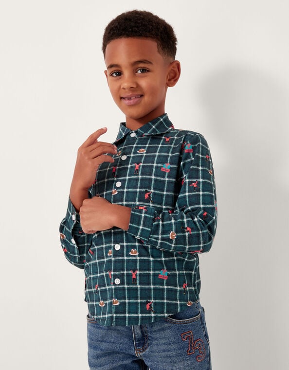 Christmas Check Shirt, Green (GREEN), large