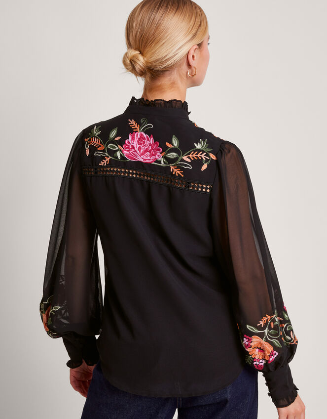 Matilda Embroidered Blouse, Black (BLACK), large