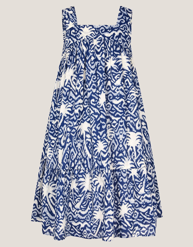 Palm Print Ikat Sundress, Blue (BLUE), large