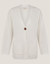 Clo Knit Single-Button Cardigan, Ivory (IVORY), large