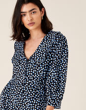 Flower Bud Print Midi Dress, Blue (BLUE), large