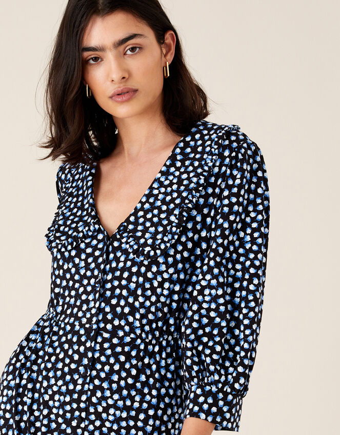 Flower Bud Print Midi Dress, Blue (BLUE), large