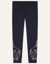 Unicorn Stud Leggings , Blue (NAVY), large