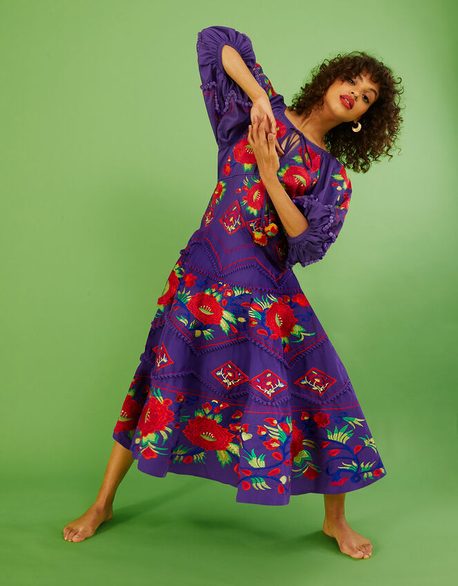 Meryl Embellished Midi Dress, Purple (PURPLE), large