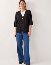 Beth Single Button Cardigan, Black (BLACK), large