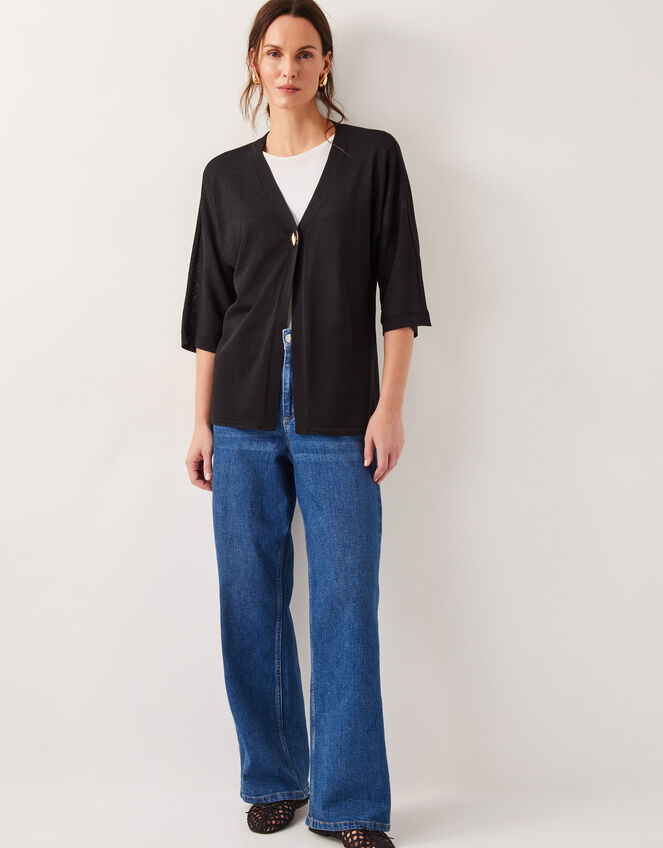Beth Single Button Cardigan, Black (BLACK), large