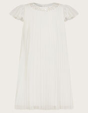 Nellie Pleated Bridesmaid Dress, Ivory (IVORY), large