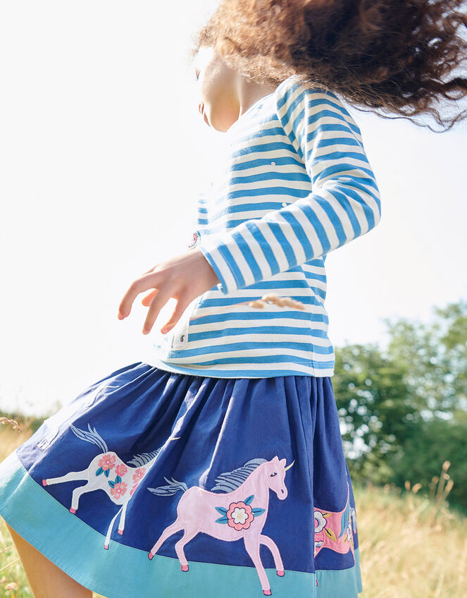 Applique Horse Scene Skirt, Blue (BLUE), large