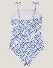 Ditsy Floral Smocked Swimsuit, Ivory (IVORY), large