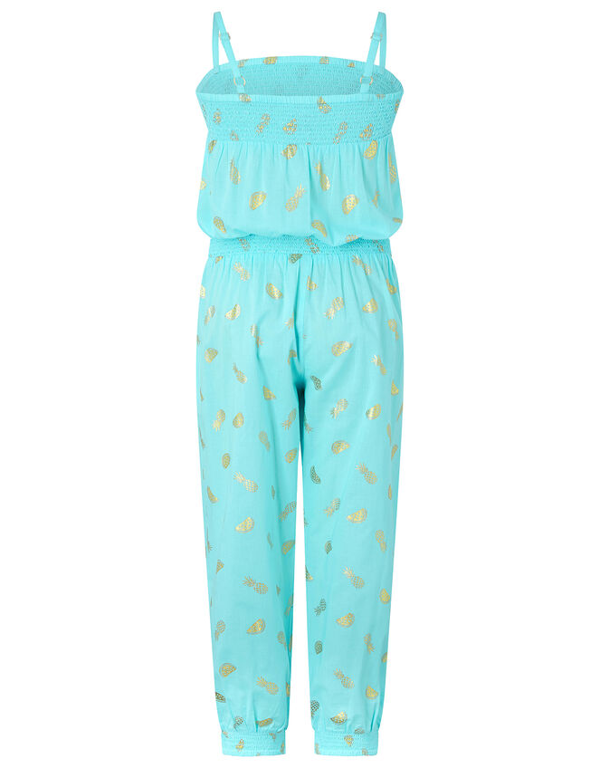 Penny Pineapple and Watermelon Jumpsuit in Pure Cotton, Blue (TURQUOISE), large